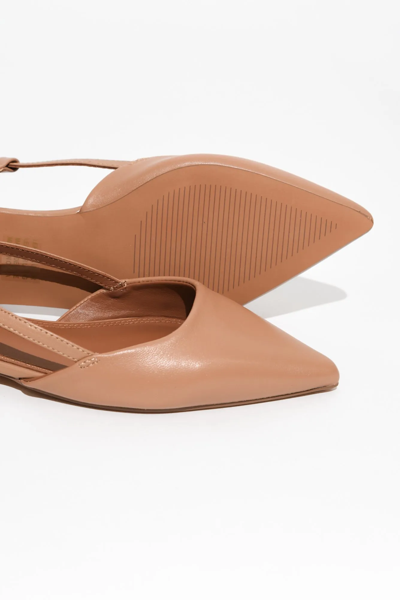 Ava Tan Leather Slingback Mule