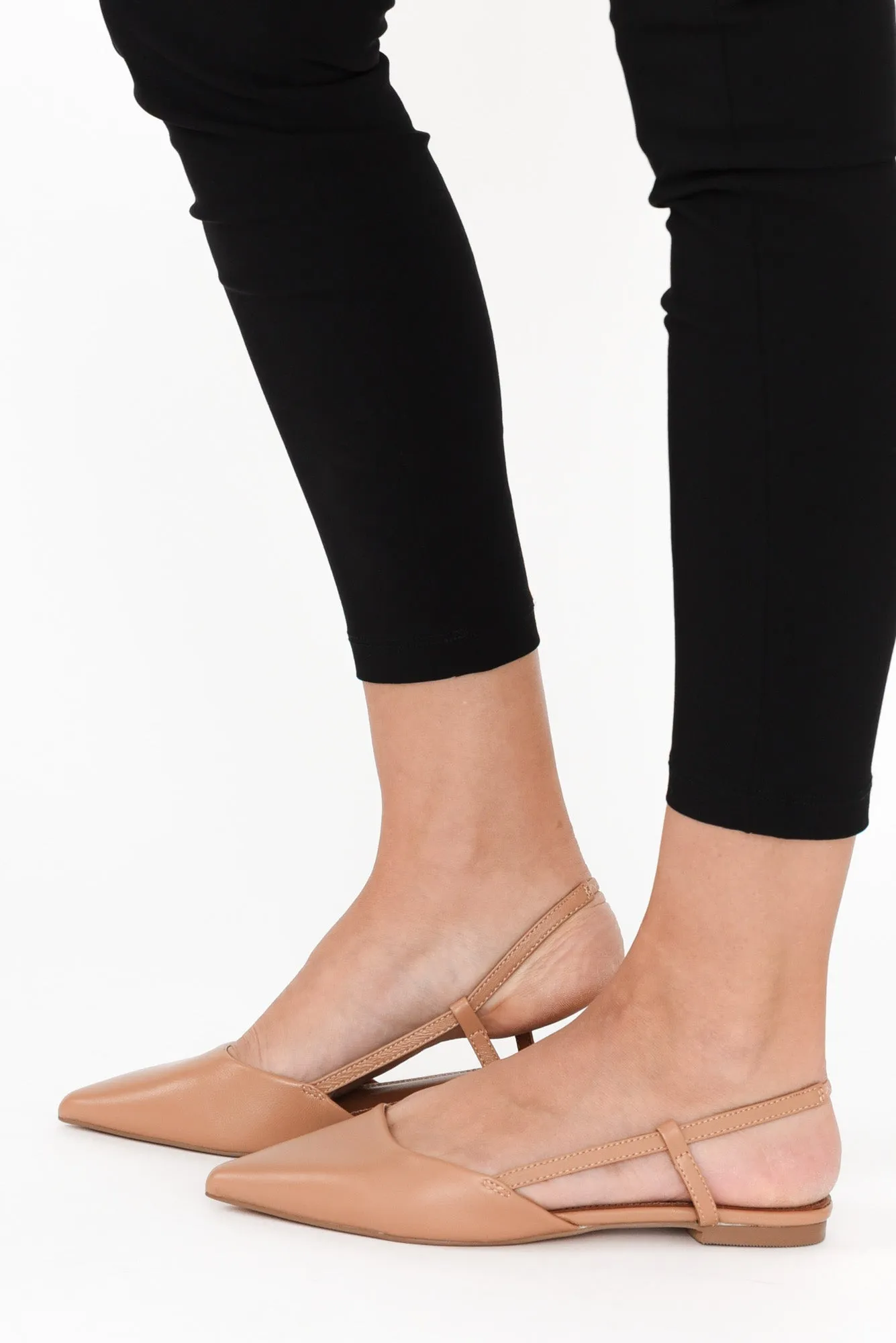 Ava Tan Leather Slingback Mule
