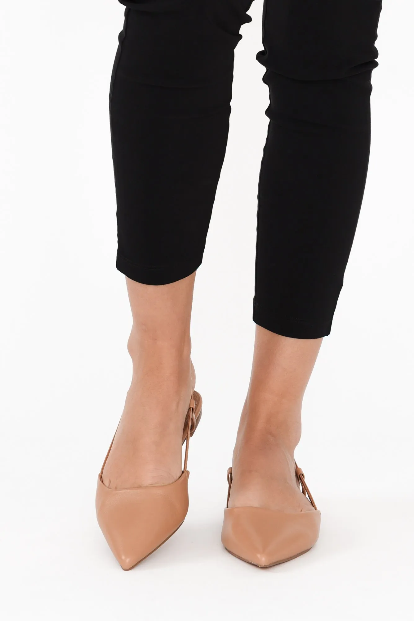Ava Tan Leather Slingback Mule
