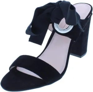 Avec Les Filles by Joyce Azria Megan Ribbon Tie Sandal (6.5, Black Suede)