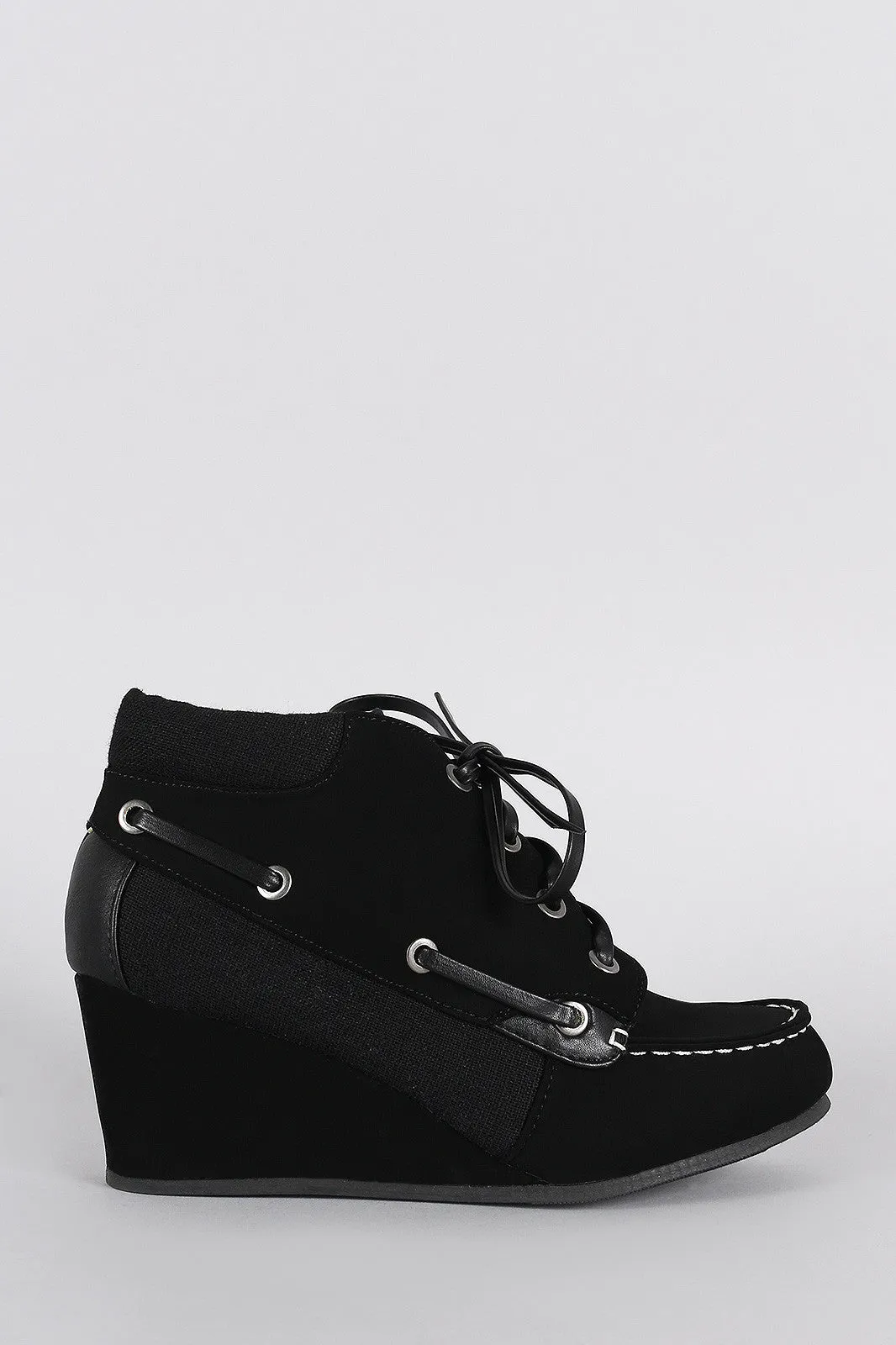 Bamboo Nubuck Secure platform Wedge Booties Top pick Boat