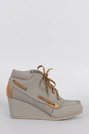 Bamboo Nubuck Secure platform Wedge Booties Top pick Boat