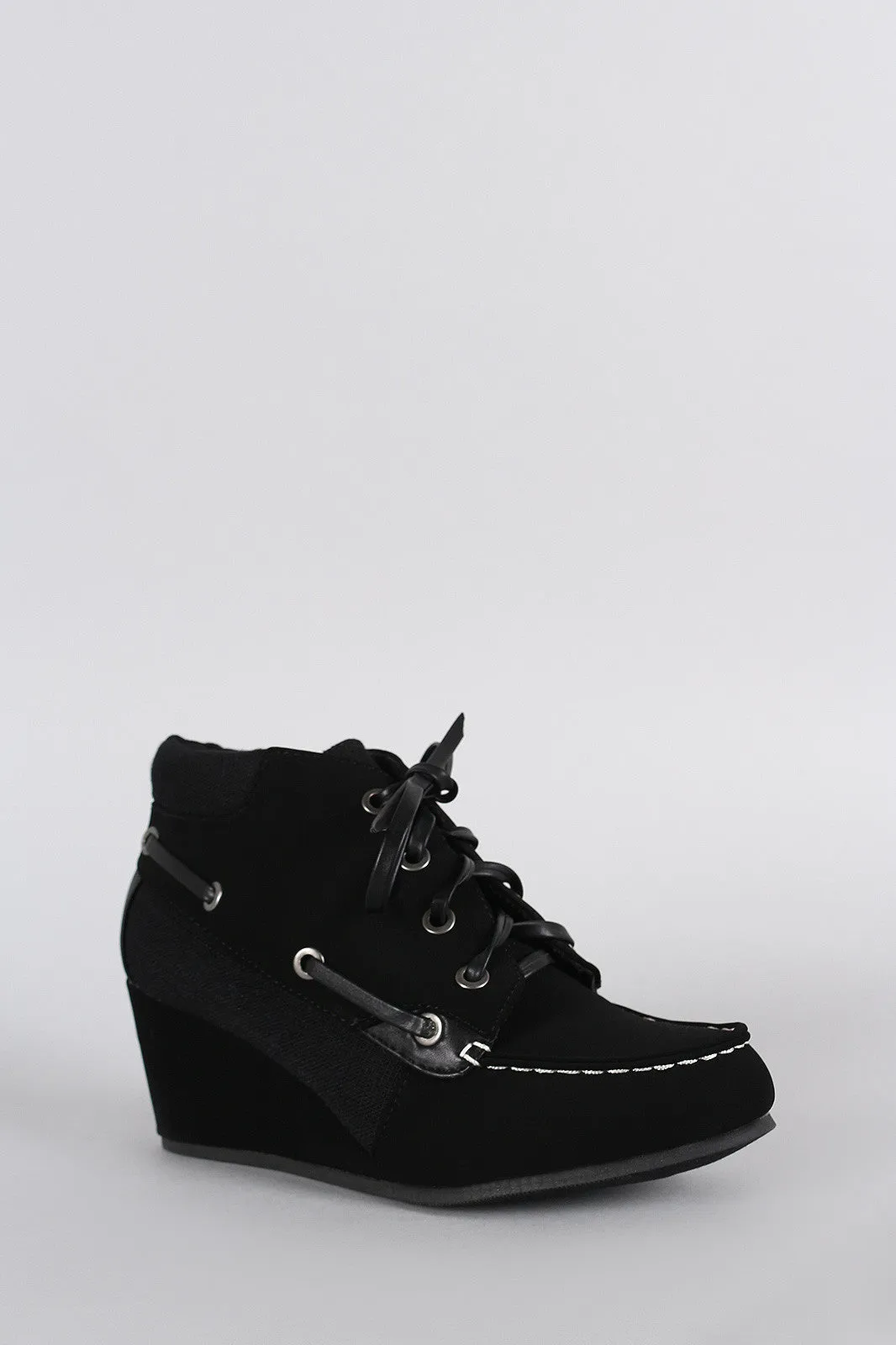 Bamboo Nubuck Secure platform Wedge Booties Top pick Boat