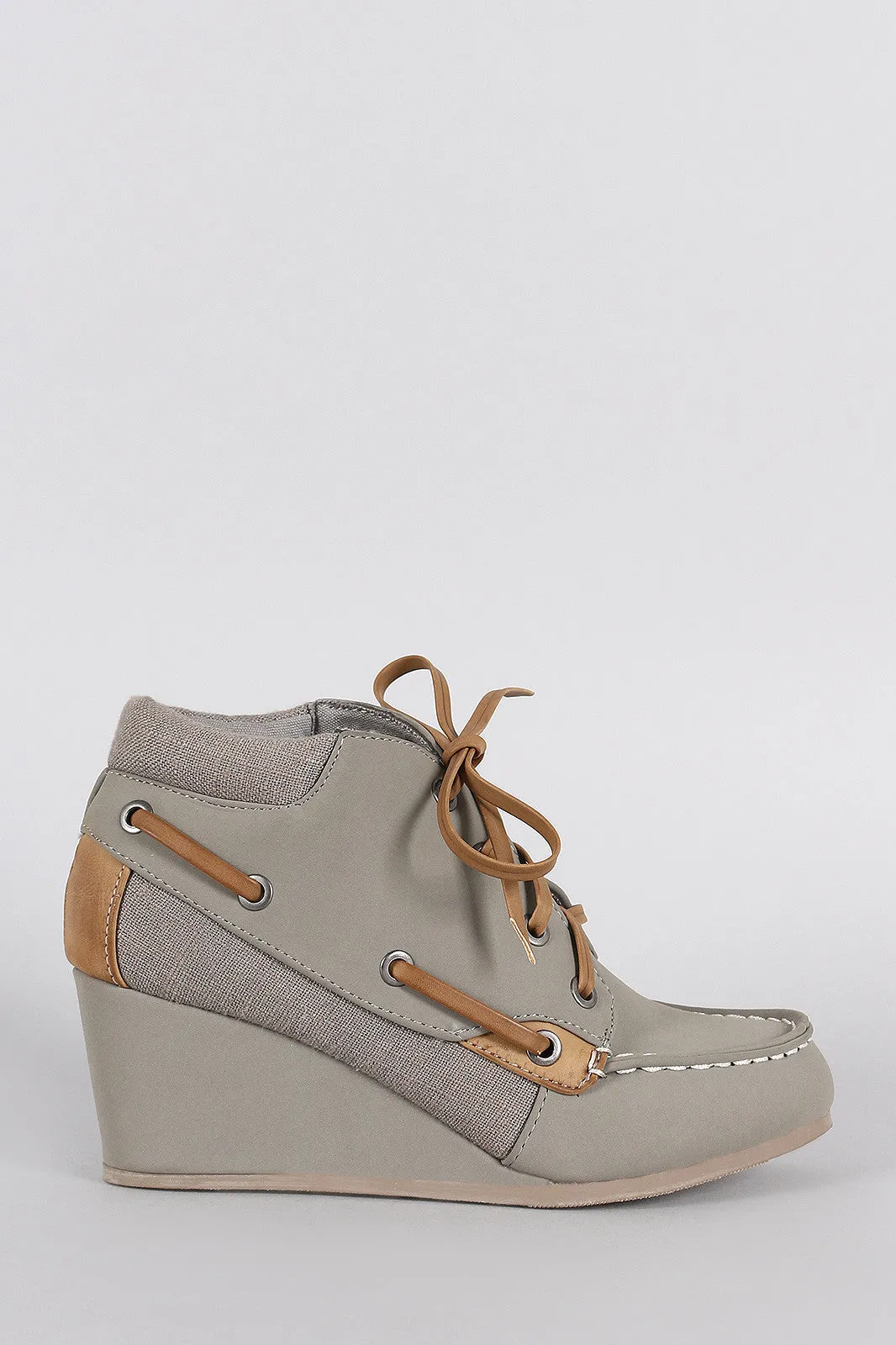Bamboo Nubuck Secure platform Wedge Booties Top pick Boat
