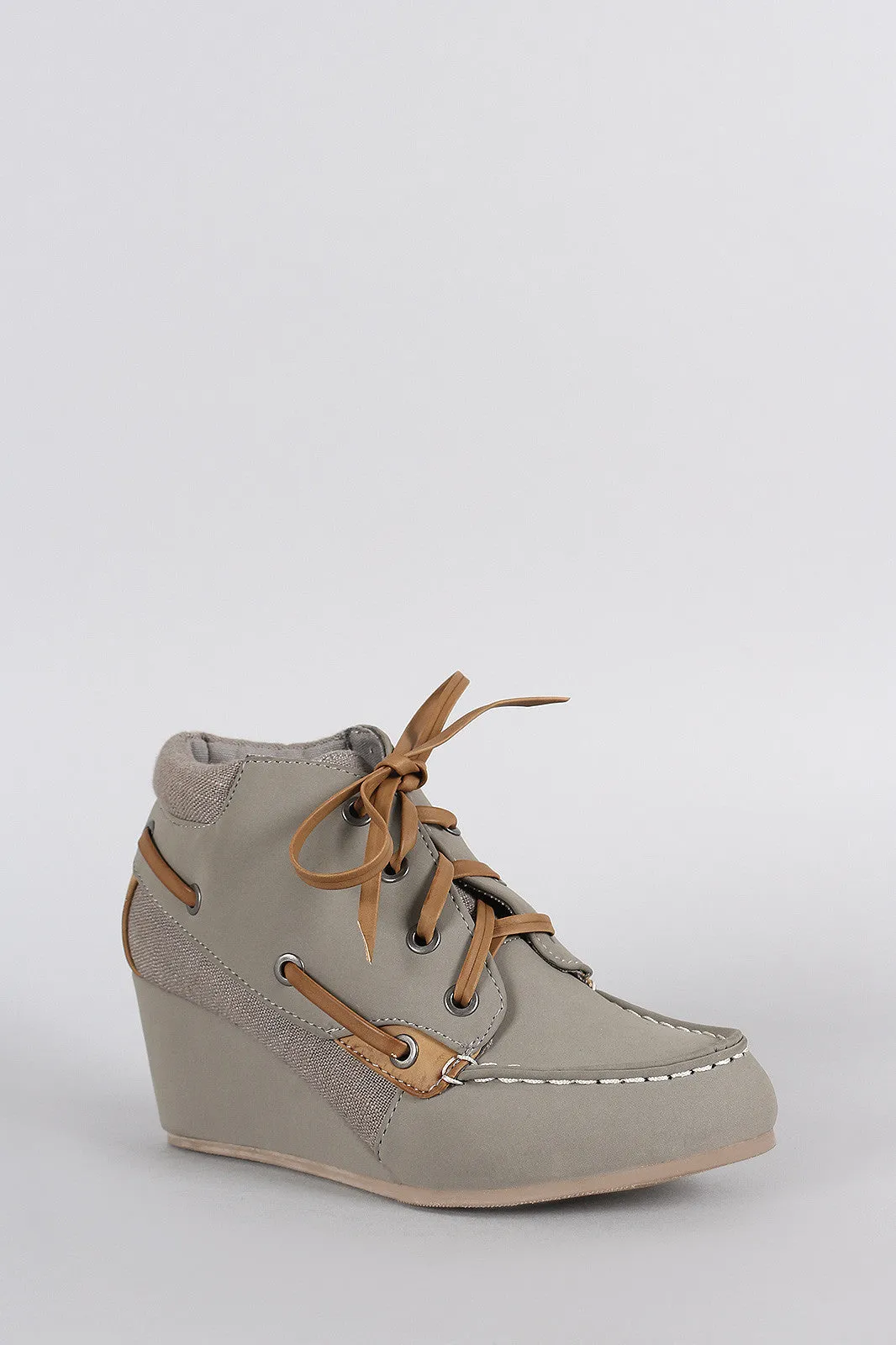 Bamboo Nubuck Secure platform Wedge Booties Top pick Boat