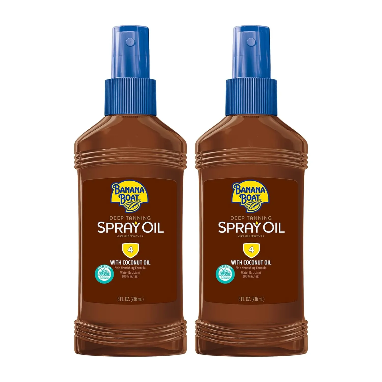 Banana Boat Deep Tanning Oil Spray SPF 4 | Dark Tanning Oil with SPF 4 Sunscreen, Water Resistant, 8oz each Twin Pack