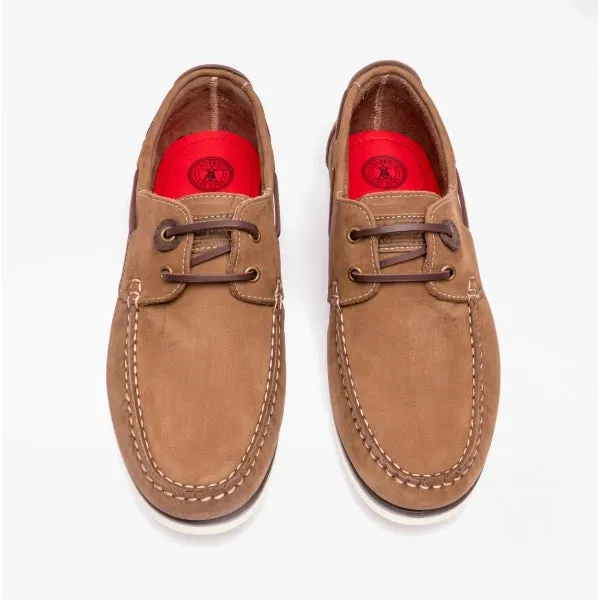 Barbour WAKE Mens Boat Shoes Washed Russet