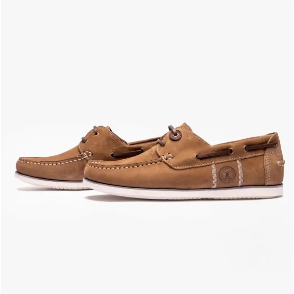 Barbour WAKE Mens Boat Shoes Washed Russet