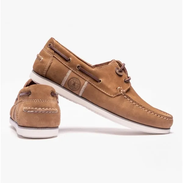 Barbour WAKE Mens Boat Shoes Washed Russet