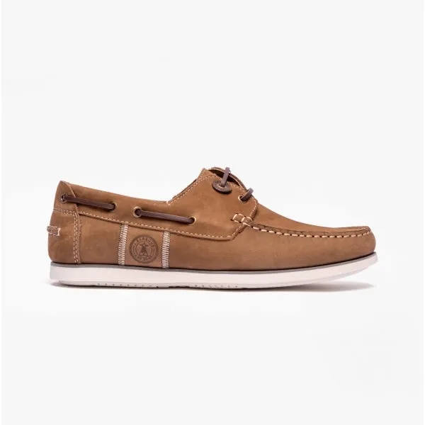 Barbour WAKE Mens Boat Shoes Washed Russet