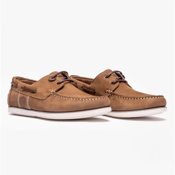 Barbour WAKE Mens Boat Shoes Washed Russet
