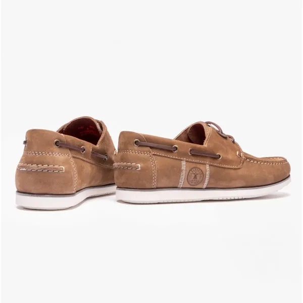 Barbour WAKE Mens Boat Shoes Washed Russet