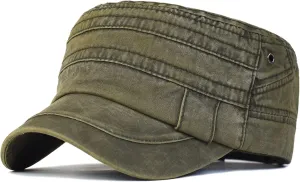 Baseball Cap Washed Cotton Military Caps Flat Top Hat Adjustable Men Women Cadet Army Cap Casual Unique Vintage Cap Outdoor