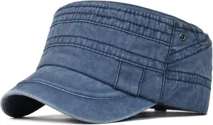 Baseball Cap Washed Cotton Military Caps Flat Top Hat Adjustable Men Women Cadet Army Cap Casual Unique Vintage Cap Outdoor