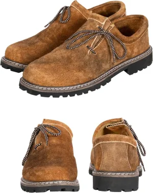 BAVARIA TRACHTEN Lederhosen Boots - Haferl Authentic German Shoe for Oktoberfest Outfit - Real Leather Dark Brown