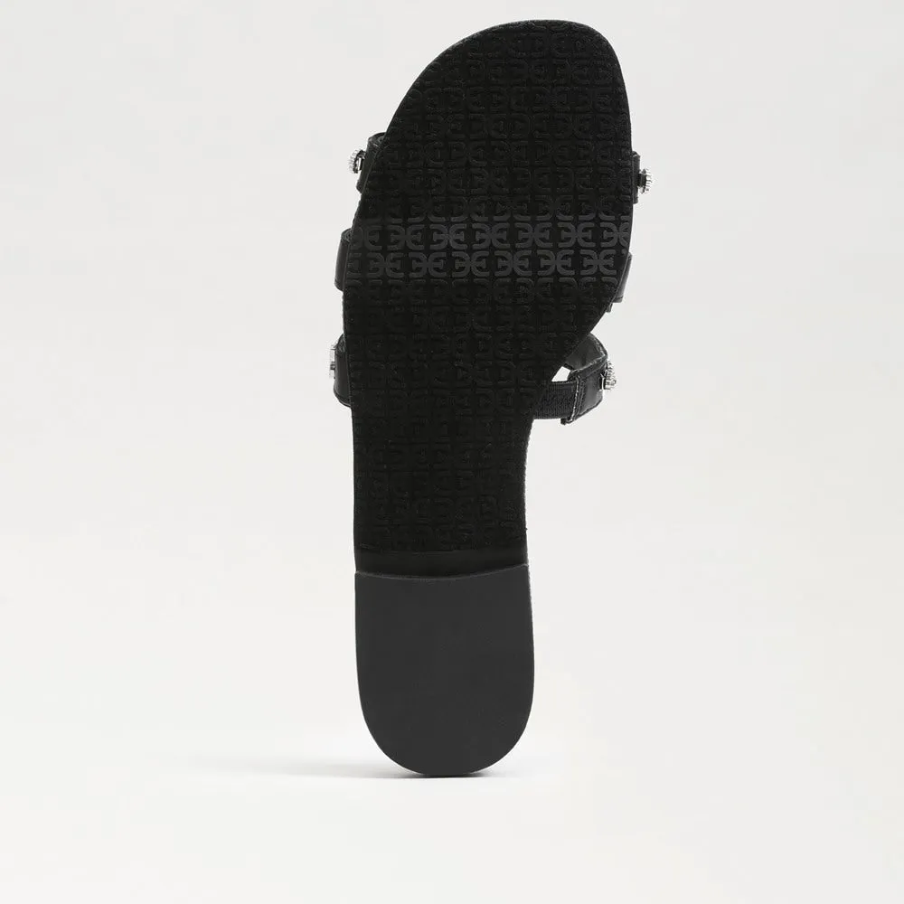 Bay Supportive Edelman Sam Slip-On Flats Open-Toe Trend-setting Slide Mule Leather Black Fleur Sandals