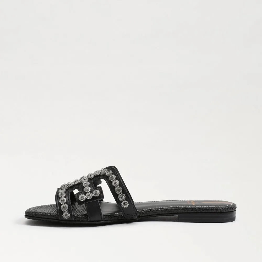 Bay Supportive Edelman Sam Slip-On Flats Open-Toe Trend-setting Slide Mule Leather Black Fleur Sandals