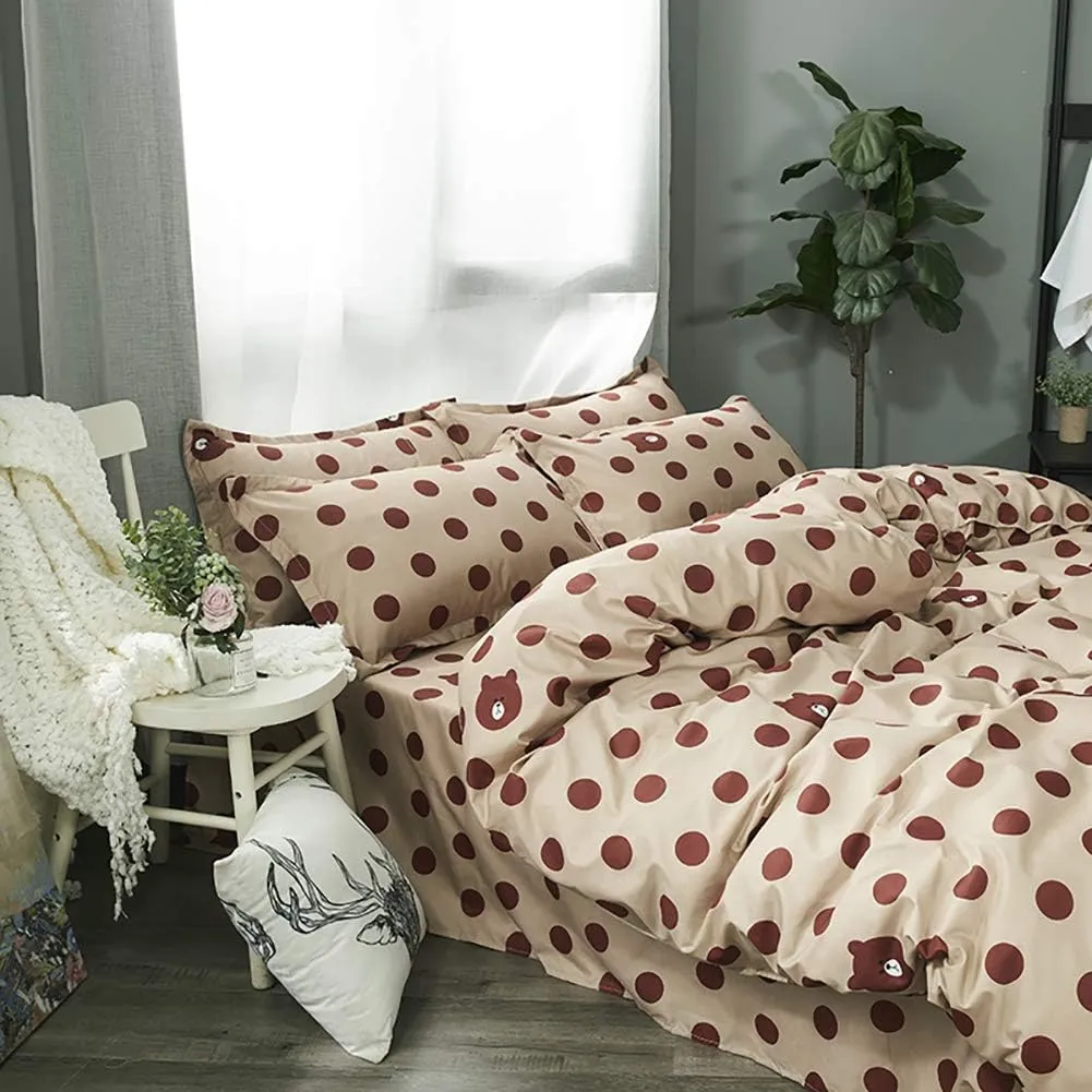 Bedding Sets Geometric Pattern Bed Sheet Children Student Dormitory Bed Linings Cartoon 4pcs Pillowcases Cover Set Soft Bedding Sets King Queen Size Duvet Cover Sheet Set (B Twin)
