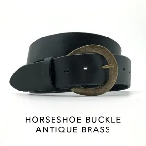 Belt Buckle - Horseshoe - Antique Brass