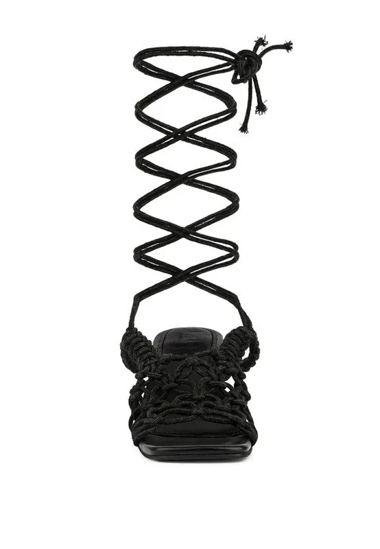 Beroe Braided Lace Up Heels