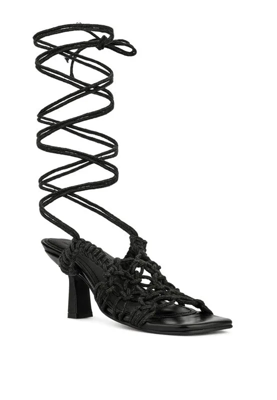 Beroe Braided Lace Up Heels