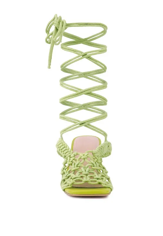 Beroe Braided Lace Up Heels