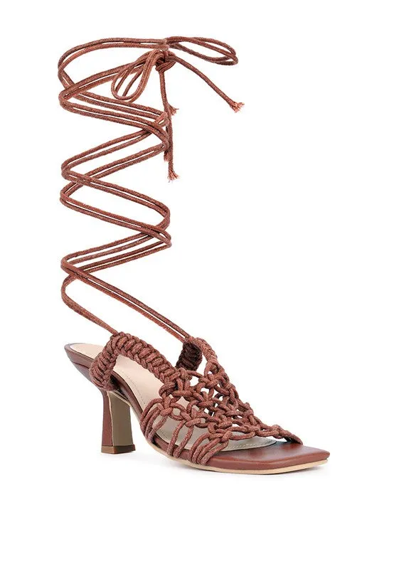 Beroe Braided Lace Up Heels