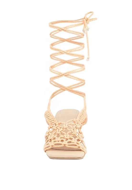Beroe Braided Lace Up Heels