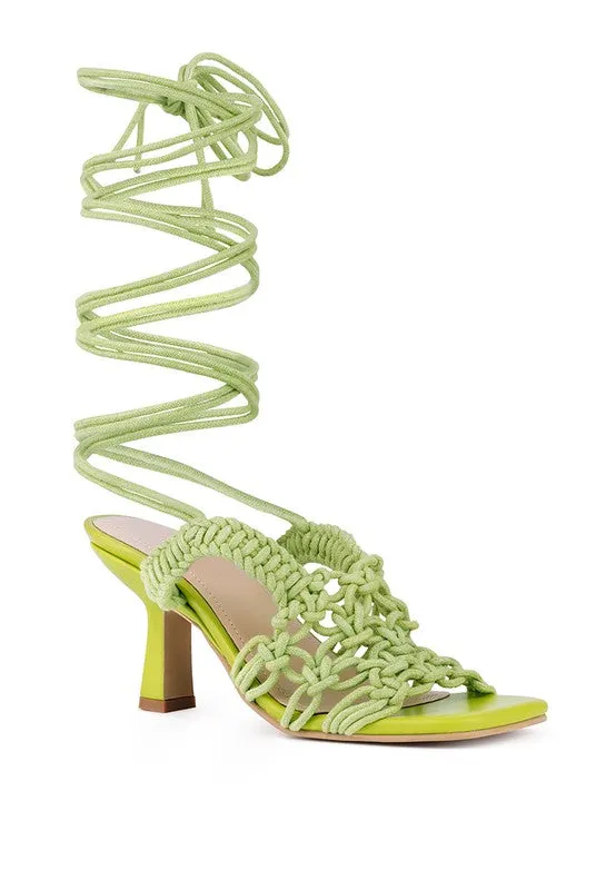 Beroe Braided Lace Up Heels