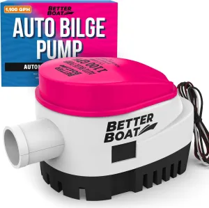 Better Boat Automatic Bilge Pump, 1100 GPH 12V Submersible Pump with Built-In Float Switch, 1 1/8 Inch Outlet, Compatible with Bass Boats, Jon Boats, and More