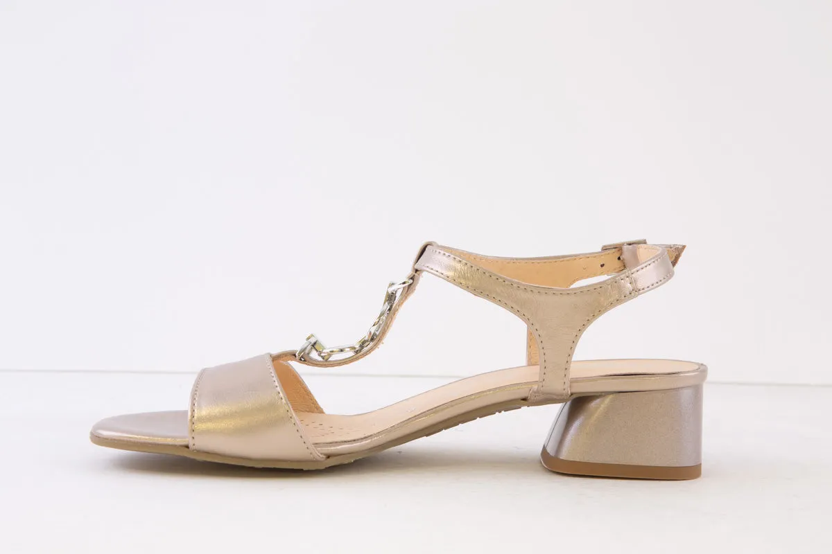 BIOECO - 4055/2244 MEDIUM HEEL SANDAL - GOLD LEATHER