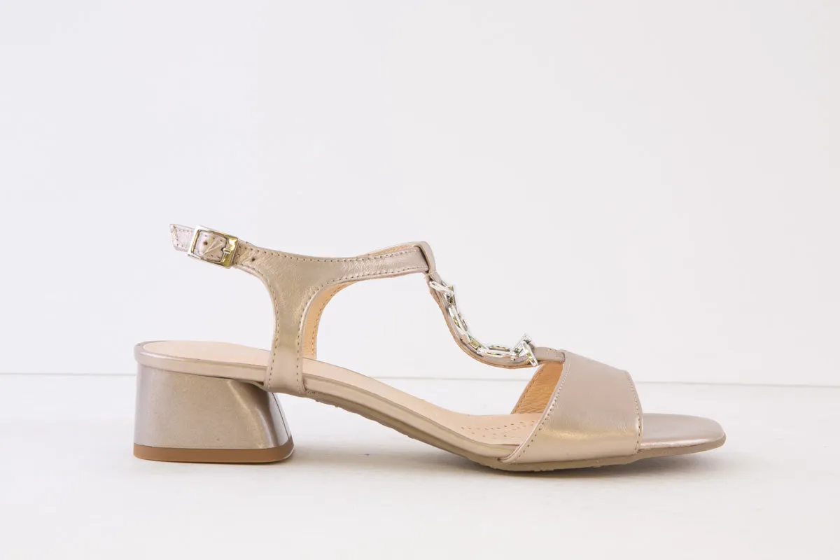 BIOECO - 4055/2244 MEDIUM HEEL SANDAL - GOLD LEATHER