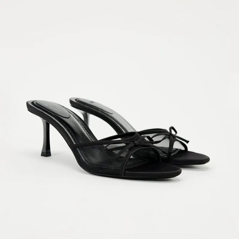 Black Bow Strap Heels