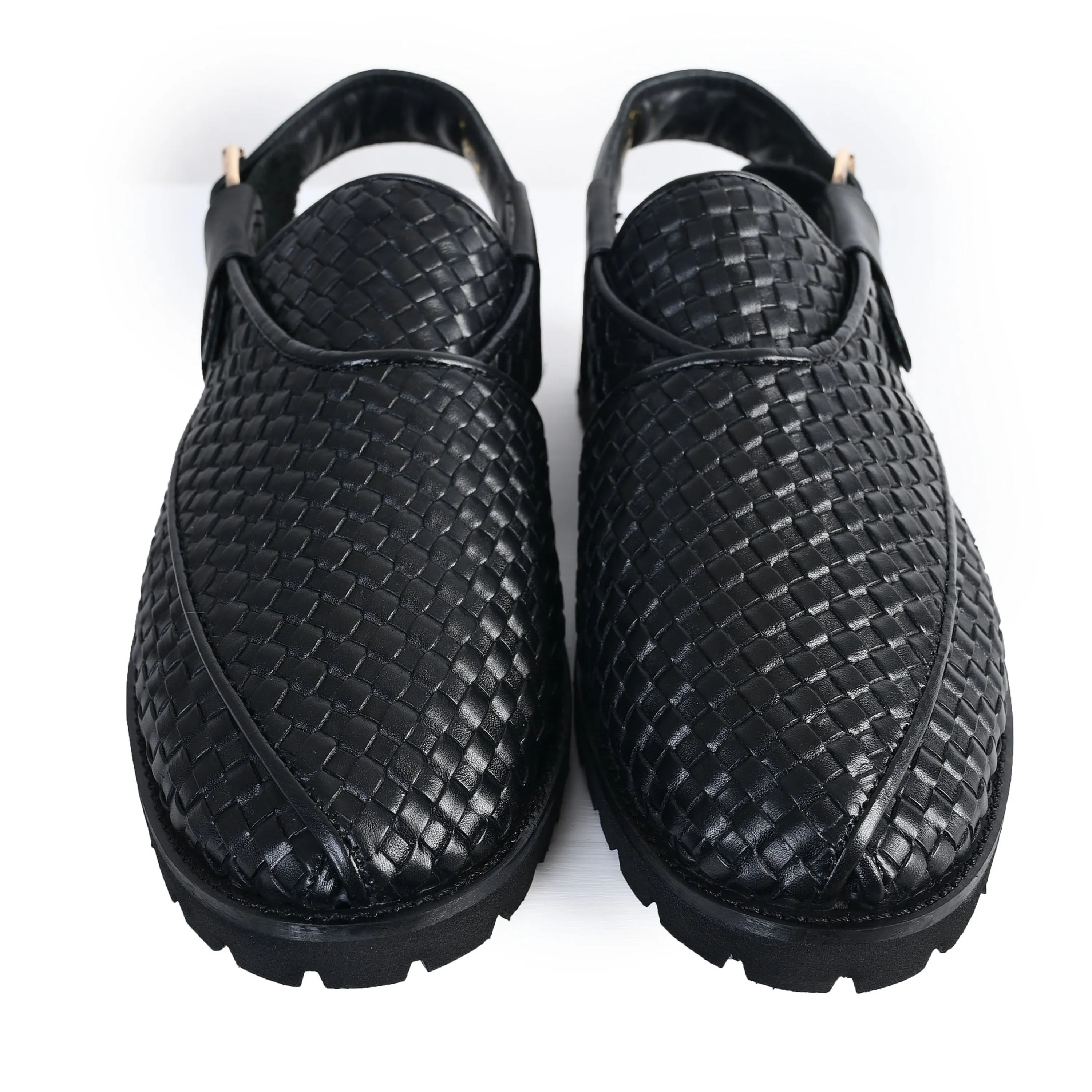 BLACK BRAIDED LEATHER SANDAL