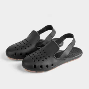 BLACK CLASSIC MULE SLINGERS <br><span style="font-size: 8px; font-weight: normal;"> Black Water Shoes for Women and Girls | Black Slingback Flats </span>