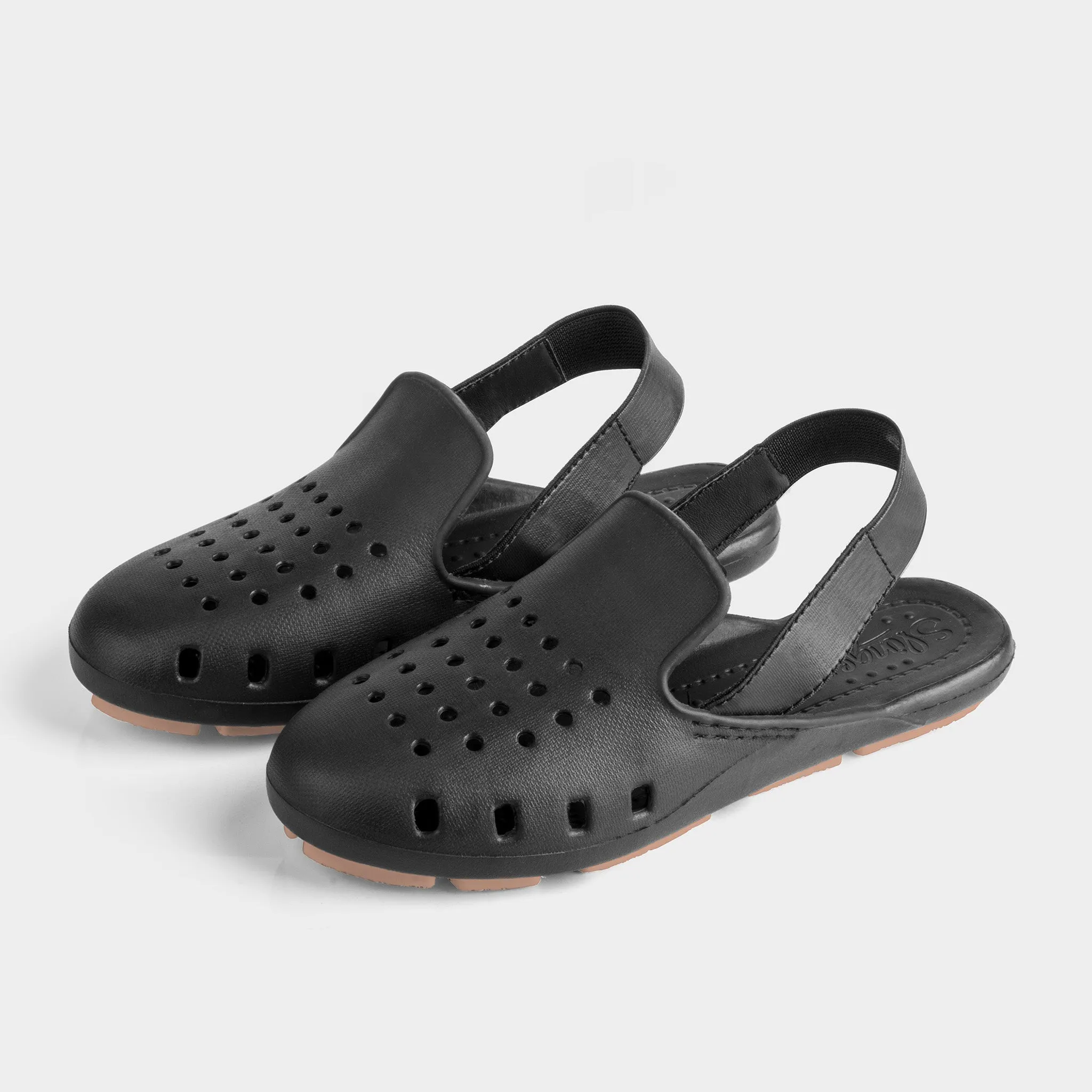 BLACK CLASSIC MULE SLINGERS <br><span style="font-size: 8px; font-weight: normal;"> Black Water Shoes for Women and Girls | Black Slingback Flats </span>