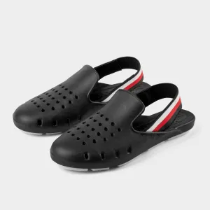 BLACK COLORBLOCK MULE SLINGERS <br><span style="font-size: 8px; font-weight: normal;"> Black Water Shoes for Women and Girls | Black Slingback Flats | waterproof sandals for outdoors