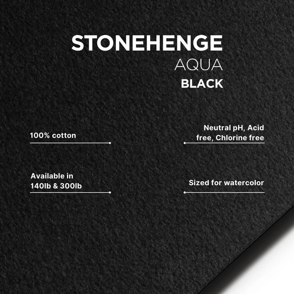 Black Heavy Weight Block, 300lb, Coldpress, 10 x 14 Inches, 10 Sheets for Wet and Dry Media