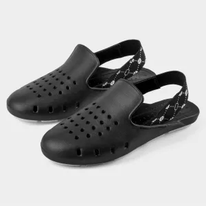 BLACK INSPIRED MULE SLINGERS <br><span style="font-size: 8px; font-weight: normal;"> Black Water Shoes for Women and Girls | Black Slingback Flats | waterproof sandals for outdoors
