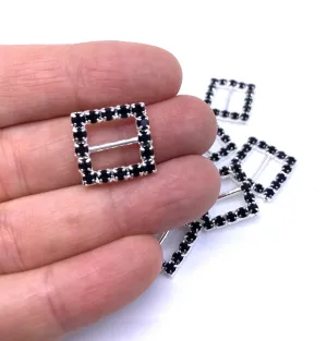 Black Square Rhinestone Slider Buckles