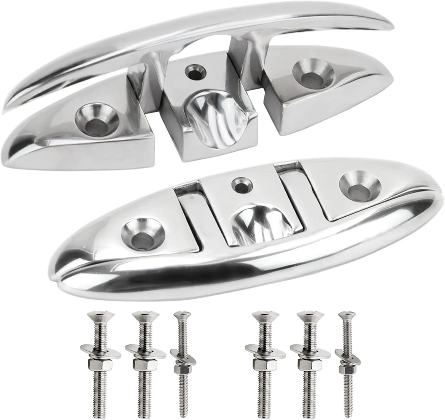 Boat Cleat 5" 6" 8 inch 316 Stainless Steel Folding Cleats Marine Grade Rope Cleat Flip Up Dock Cleat for Boat Kayak and Decoration with Fastener