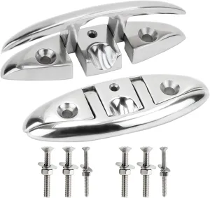 Boat Cleat 5" 6" 8 inch 316 Stainless Steel Folding Cleats Marine Grade Rope Cleat Flip Up Dock Cleat for Boat Kayak and Decoration with Fastener
