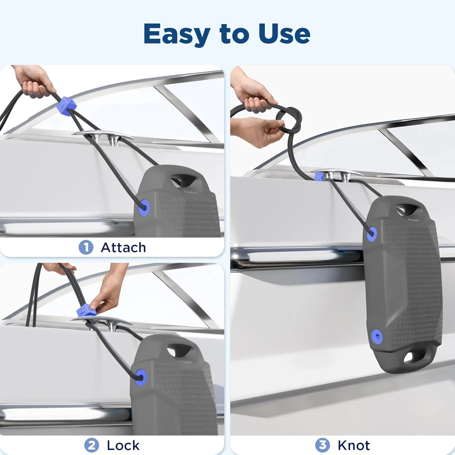Boat Fenders, Boat Bumpers for Docking, EVA Pontoon Bumpers with Integrated Locking Rope, Fit for Bass, Ski, Bowriders and Fishing Boats