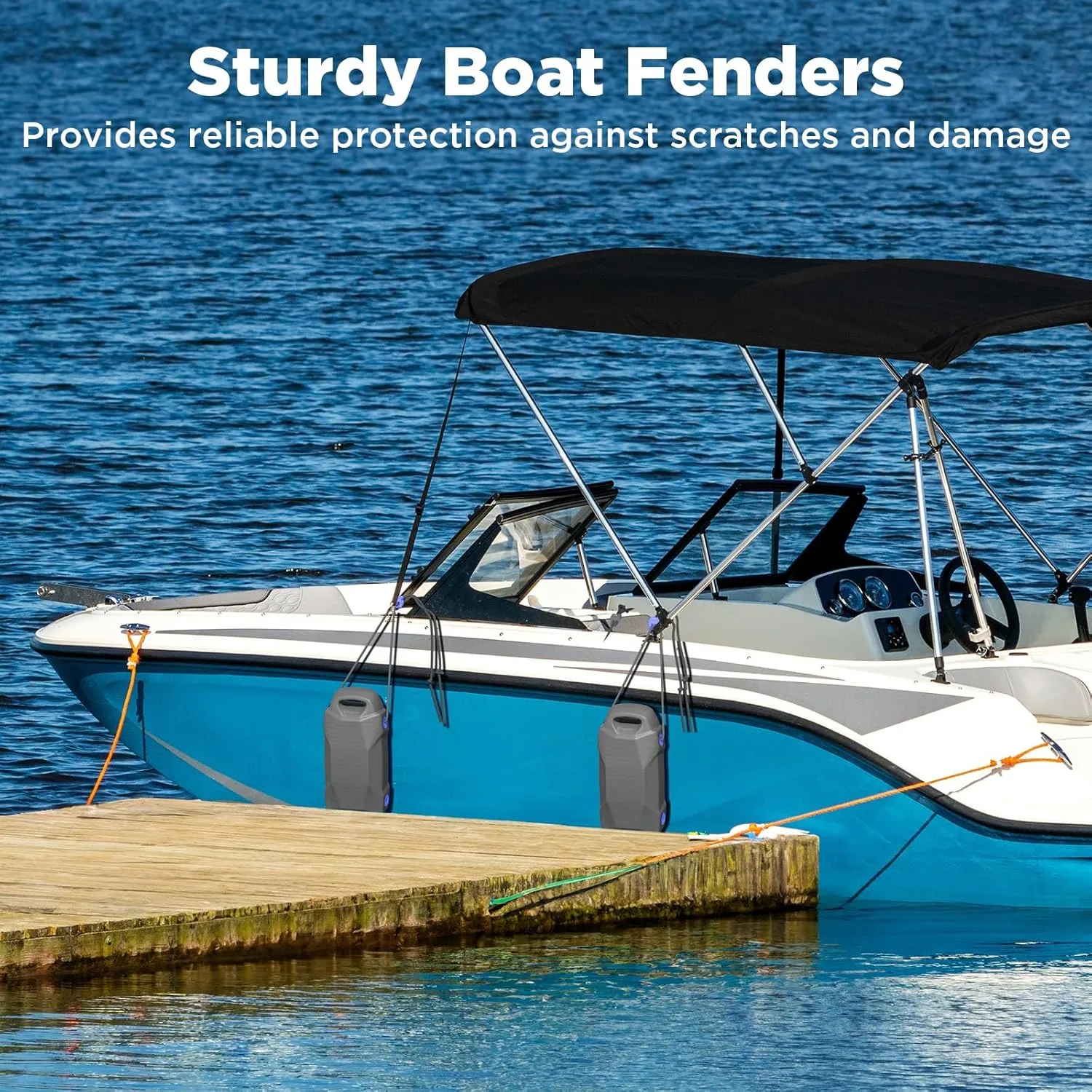 Boat Fenders, Boat Bumpers for Docking, EVA Pontoon Bumpers with Integrated Locking Rope, Fit for Bass, Ski, Bowriders and Fishing Boats