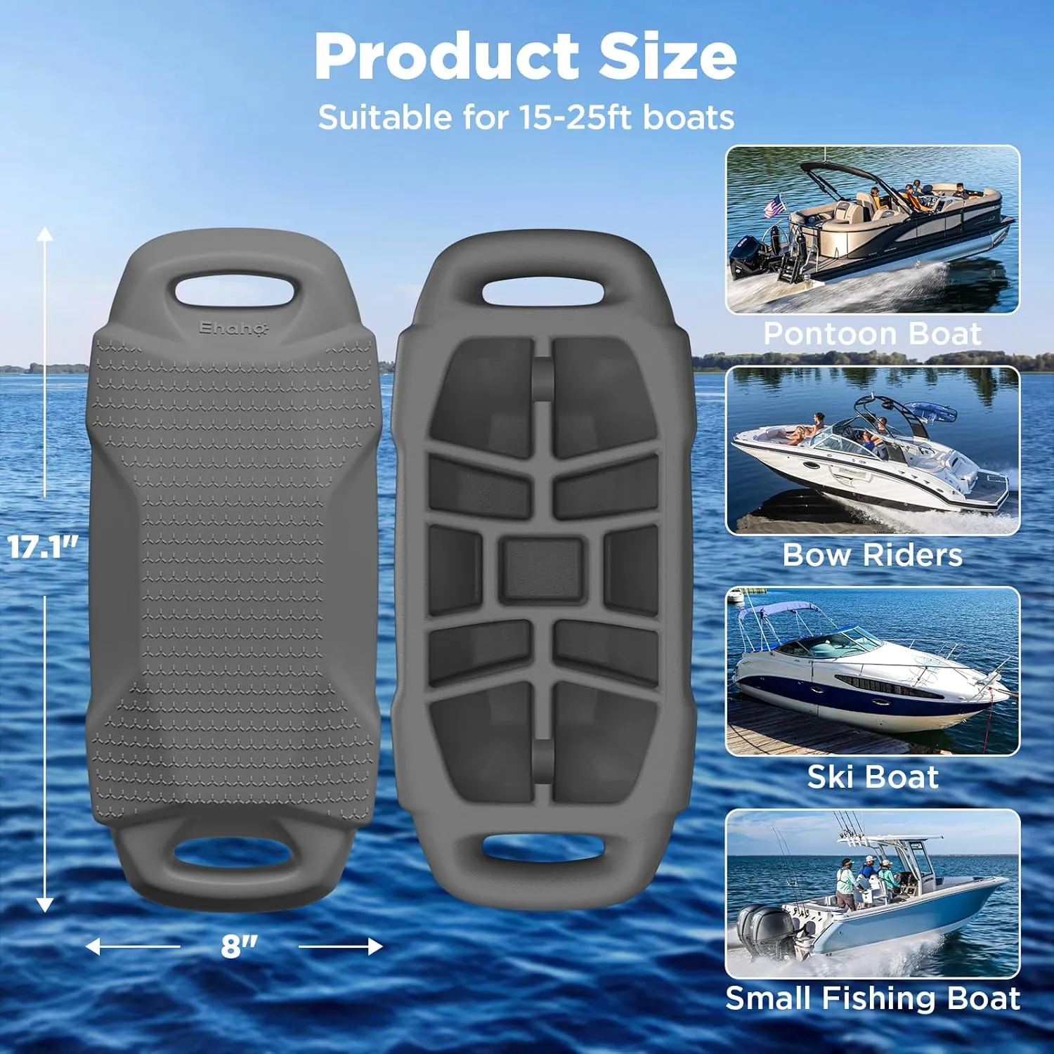 Boat Fenders, Boat Bumpers for Docking, EVA Pontoon Bumpers with Integrated Locking Rope, Fit for Bass, Ski, Bowriders and Fishing Boats