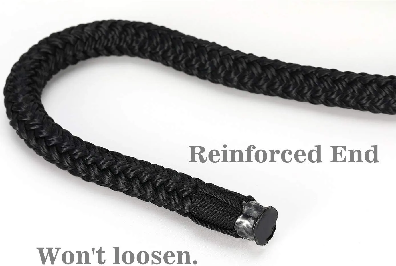 Boat Ropes for Docking, 3/8 Inch Series Double Braided Nylon Dock Lines with 12 Inch Loop, 2 Pack Black or Blue