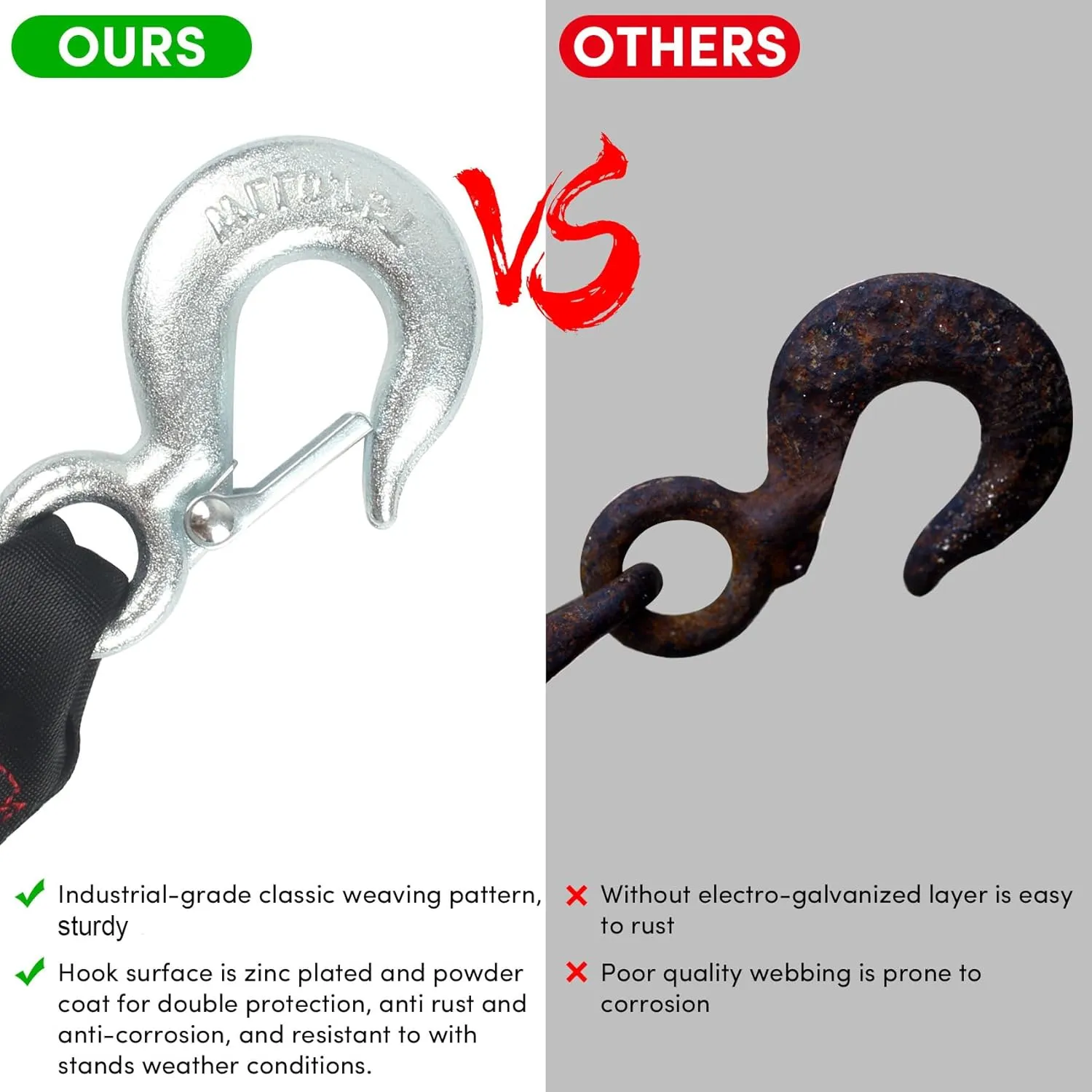 Boat Winch Strap with Hook,Winch Strap for Boat Trailer,Boat Trailer Winch Strap 2 inch x 20 foot, Great for Boat, Truck, Jet Ski and Car Trailers Towing and Heavy Duty Equipment (Choose Color)