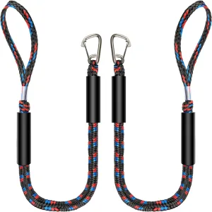 Botepon Marine Bungee Dock Lines, Boat Dock Rope, Jet Ski Accessories with Stainless Clip for for Jet Ski, SeaDoo, Yamaha WaveRunner, Kayak, Pontoon Boat, Dinghy (4 Feet)