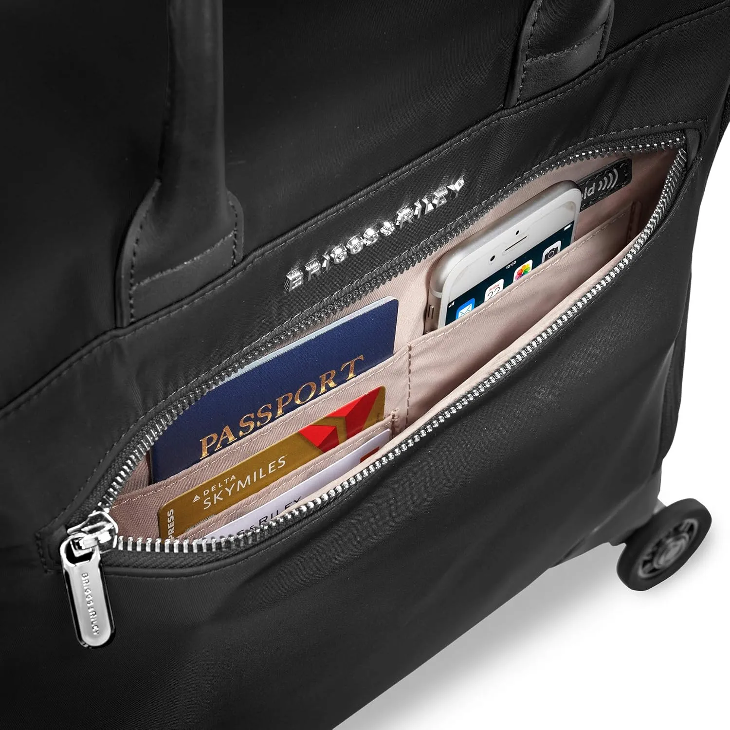Briggs & Riley Rhapsody Softside Underseat Carry On Cabin Spinner, Black, Wide 16-Inch