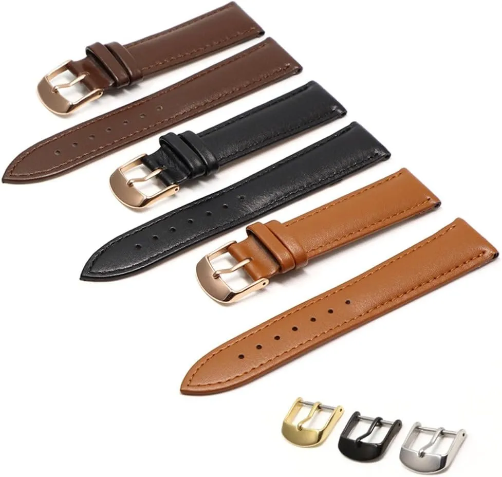 Brown Leather Bracelet With Rose Gold Clasp Bracelet 18mm 20mm watch band 22mm watch Strap For All watch